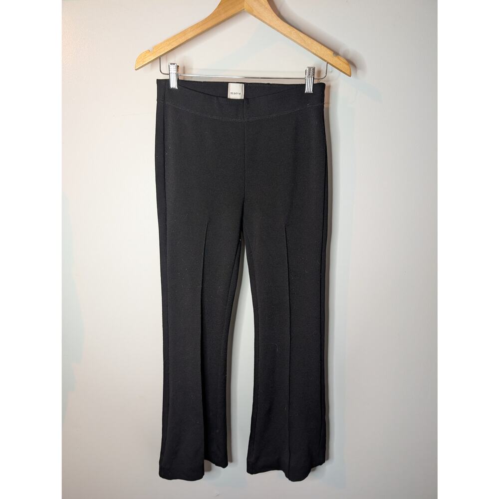 Anthropologie Maeve Black Flare Leg Dress Pants Tailored Seam Detail XS